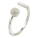 Anillo de barra abierta y semicírculo de plata de ley 925 rodiada con circonita - STR01079