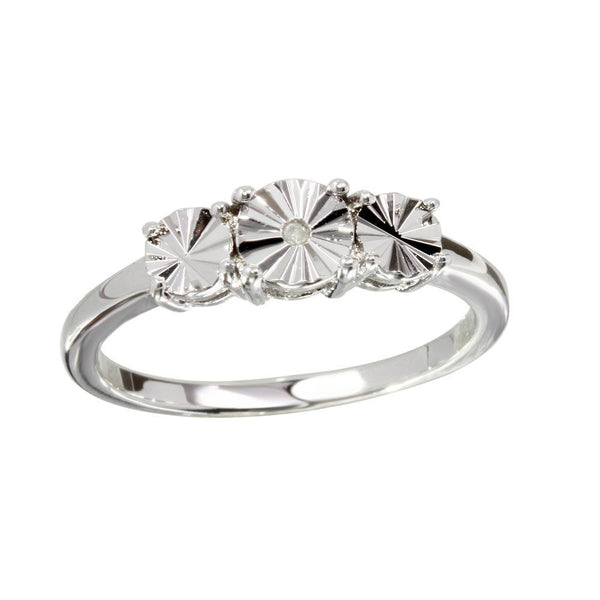 Silver 925 Rhodium Plated Round Diamond Cut Past Present Future Ring - STR01084 | Silver Palace Inc.