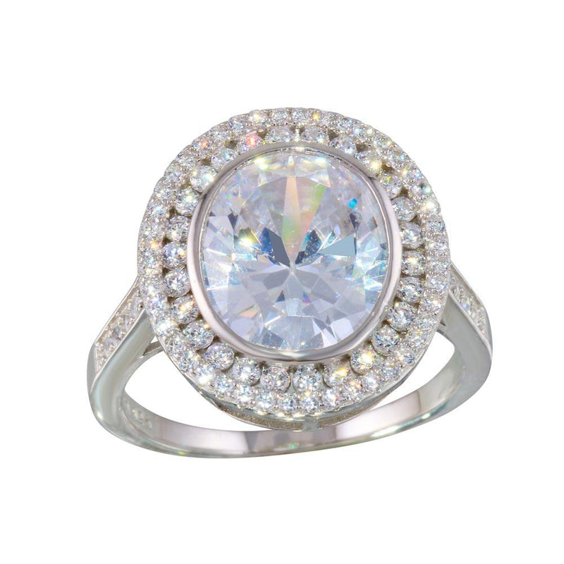 Silver 925 Rhodium Plated Round CZ Ring - STR01088 | Silver Palace Inc.