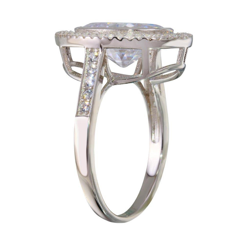 Rhodium Plated 925 Sterling Silver Round CZ Ring - STR01088