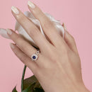 Rhodium Plated 925 Sterling Silver  Blue and Clear CZ Ring - STR01090