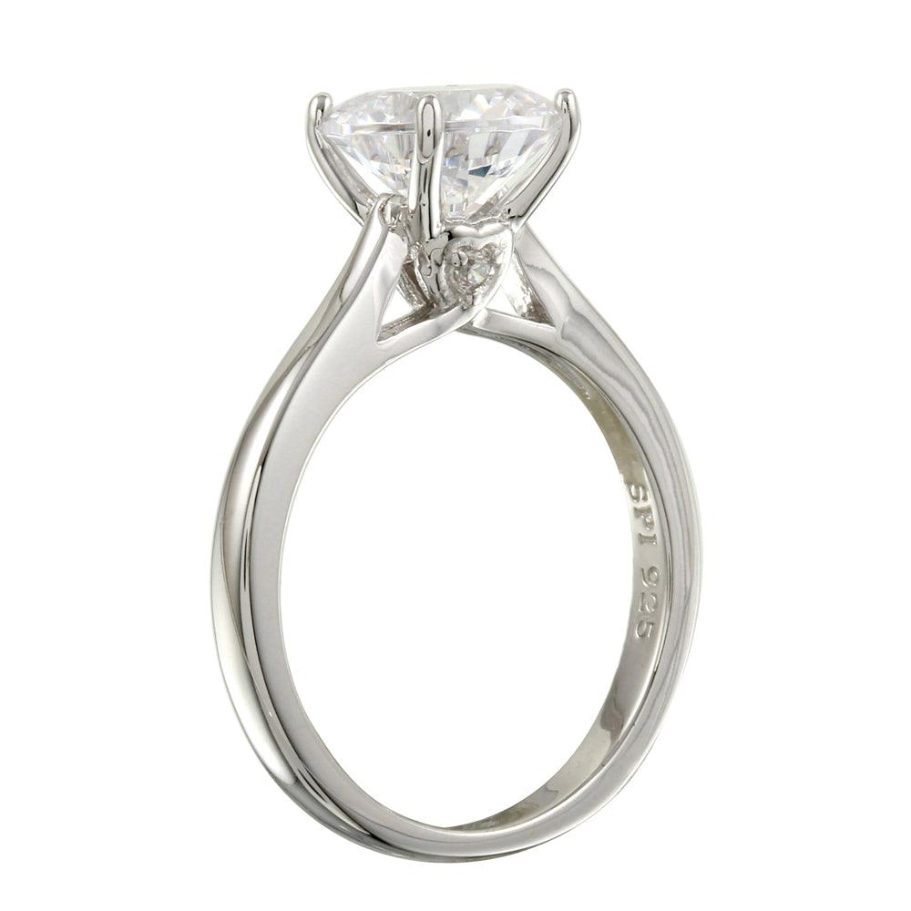 Rhodium Plated 925 Sterling Silver CZ Stone Ring - STR01094