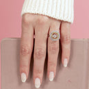 Rhodium Plated 925 Sterling Silver Open Circle Ring with Dancing CZ - STR01097