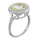 Rhodium Plated 925 Sterling Silver Open Circle Ring with Dancing CZ - STR01097