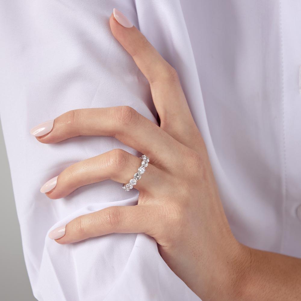 Rhodium Plated 925 Sterling Silver CZ Eternity Ring - STR01100