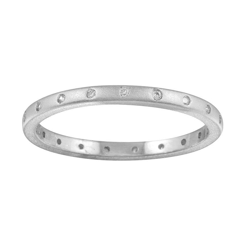 Silver 925 Matte Finish Rhodium Plated CZ Eternity Ring - STR01112RH | Silver Palace Inc.