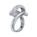 Rhodium Plated 925 Sterling Silver Clear Micro Pave CZ Twist Ring - STR01118