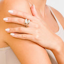 Rhodium Plated 925 Sterling Silver Clear Micro Pave CZ Knot Ring - STR01119