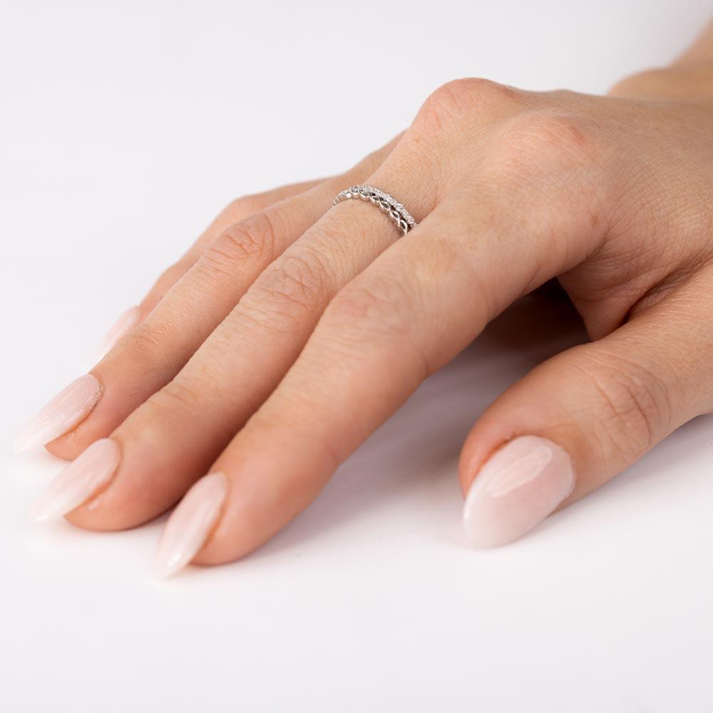 Rhodium Plated 925 Sterling Silver Micro Eternity CZ Ring - STR01124