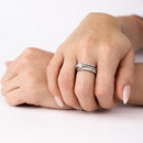 Rhodium Plated 925 Sterling Silver Channel Center CZ Stackable Ring Set - STR01125