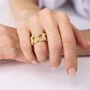 Gold Plated 925 Sterling Silver Curb Design Link Ring 9.8mm - STR01130GP
