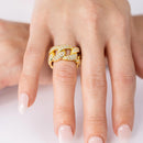 Gold Plated 925 Sterling Silver Curb Design Link Ring 9.8mm - STR01130GP