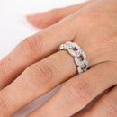 Rhodium Plated 925 Sterling Silver Curb Design Link Ring 7.3mm - STR01131RH