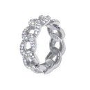 Rhodium Plated 925 Sterling Silver Curb Design Link Ring 7.3mm - STR01131RH