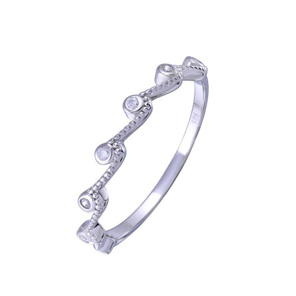 Rhodium Plated 925 Sterling Silver Half Eternity Wave Clear CZ Ring - STR01156 | Silver Palace Inc.