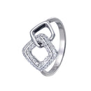 Rhodium Plated 925 Sterling Silver Open Diamond Link Clear CZ Ring - STR01160