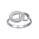 Rhodium Plated 925 Sterling Silver Open Oval Link Clear CZ Ring - STR01163 | Silver Palace Inc.