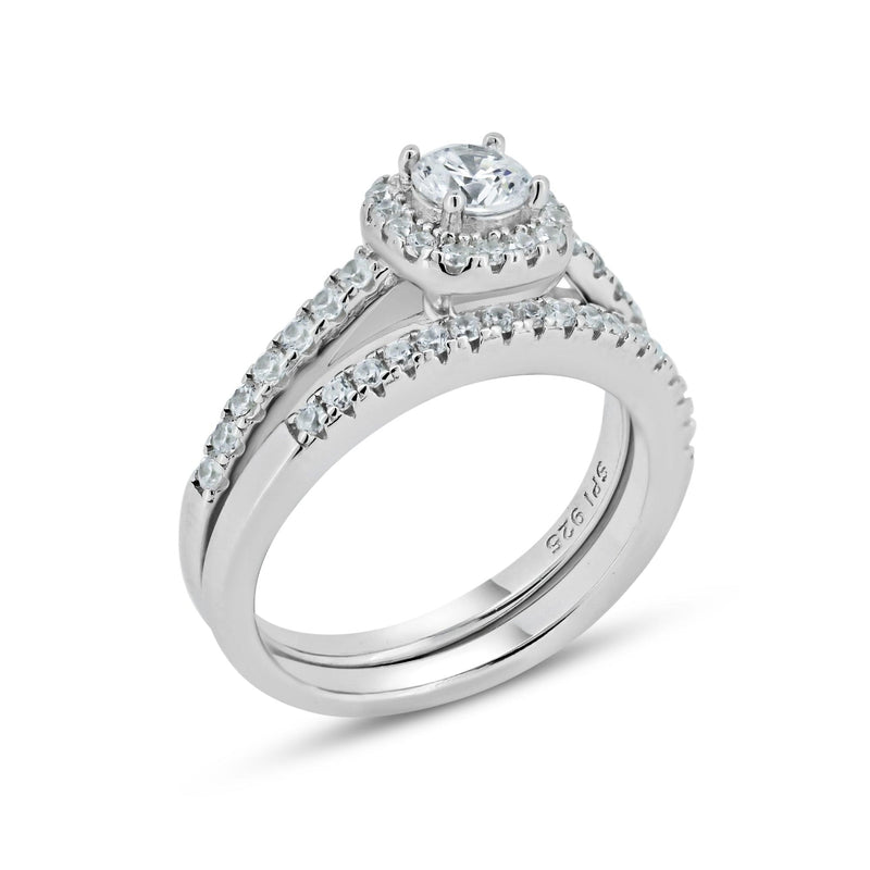 Silver 925 Nickel Free Rhodium Plated Round Center CZ Bridal Ring