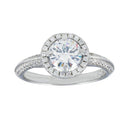 Silver 925 Rhodium Plated Halo CZ Bridal Ring - STR01110 | Silver Palace Inc.