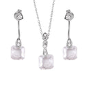 Silver 925 Rhodium Plated Dangling CZ Set - STS00228 | Silver Palace Inc.