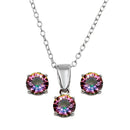 Silver 925 Rhodium Plated Synthetic Mystic Topaz Set - STS00522ABD | Silver Palace Inc.