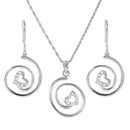 Silver 925 Rhodium Plated Swirl Heart Set - STS00462 | Silver Palace Inc.