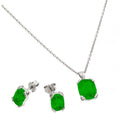 Rhodium Plated 925 Sterling Silver Birthstone CZ Stud Earring and Necklace Set - STS00486