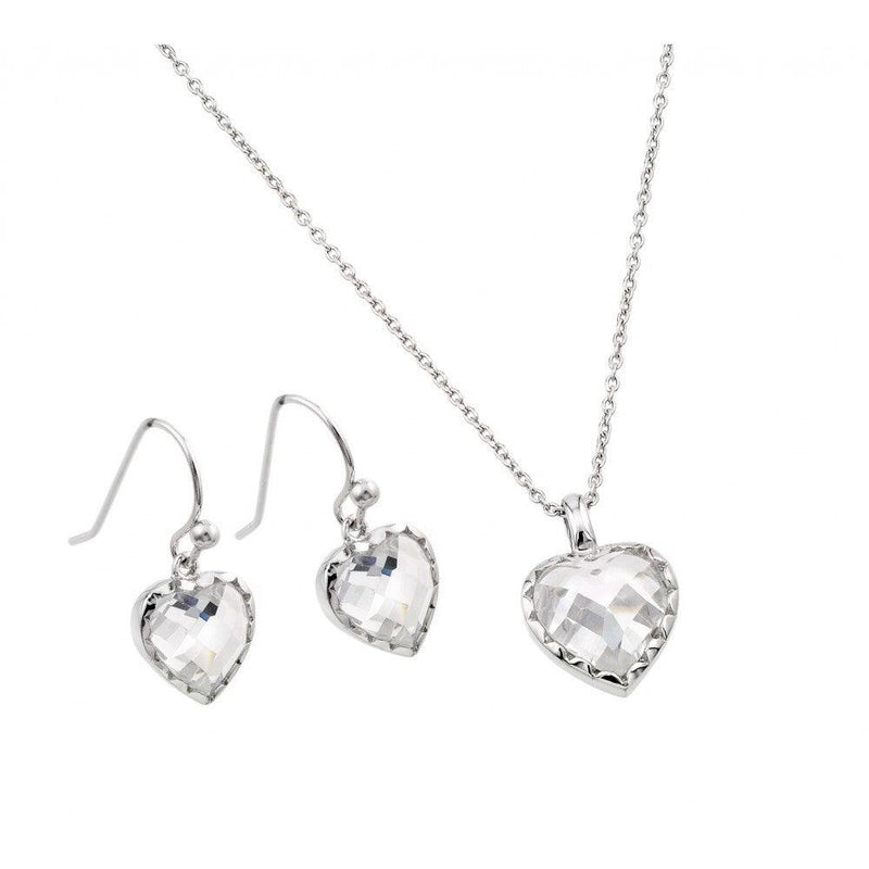 Silver 925 Rhodium Plated Heart Set - STS00502 | Silver Palace Inc.