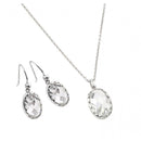Silver 925 Rhodium Plated CZ Oval Set - STS00504 | Silver Palace Inc.