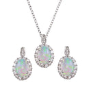 Silver 925 Rhodium Plated Round Synthetic Opal Set with CZ - STS00520RH | Silver Palace Inc.
