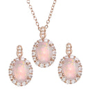 Silver 925 Rose Gold Plated Oval Synthetic Set with CZ - STS00520RGP | Silver Palace Inc.