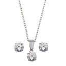 Silver 925 Rhodium Plated Clear CZ Earrings and Necklace Set - STS00522CLR | Silver Palace Inc.