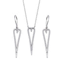 Rhodium Plated 925 Sterling Silver Dangling Open Heart CZ Set - STS00531 | Silver Palace Inc.