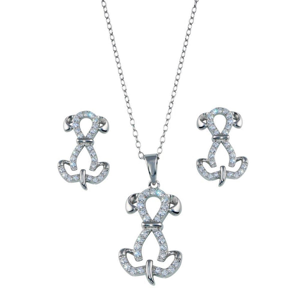 Rhodium Plated 925 Sterling Silver Dog CZ Set - STS00533 | Silver Palace Inc.