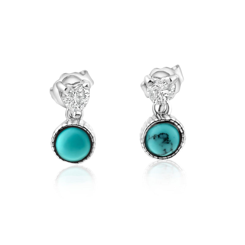 925 Sterling Silver Black Rhodium Turquoise Center Stone Halo Set - STS00537
