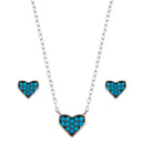 Rhodium Plated 925 Sterling Silver Blue Heart Cluster Set - STS00538-BLU | Silver Palace Inc.