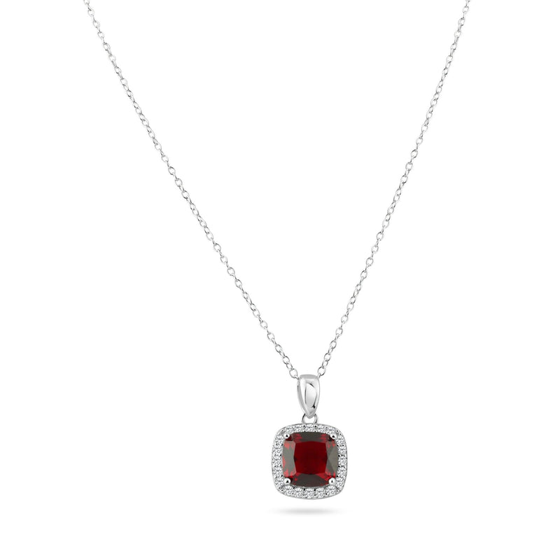Rhodium Plated 925 Sterling Silver Red and Clear Square CZ Set - STS00549-RED