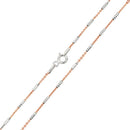 Silver 925 Rose Gold Plated Tube Brite P-W DC Chain 1.3mm - CH172 RGP | Silver Palace Inc.
