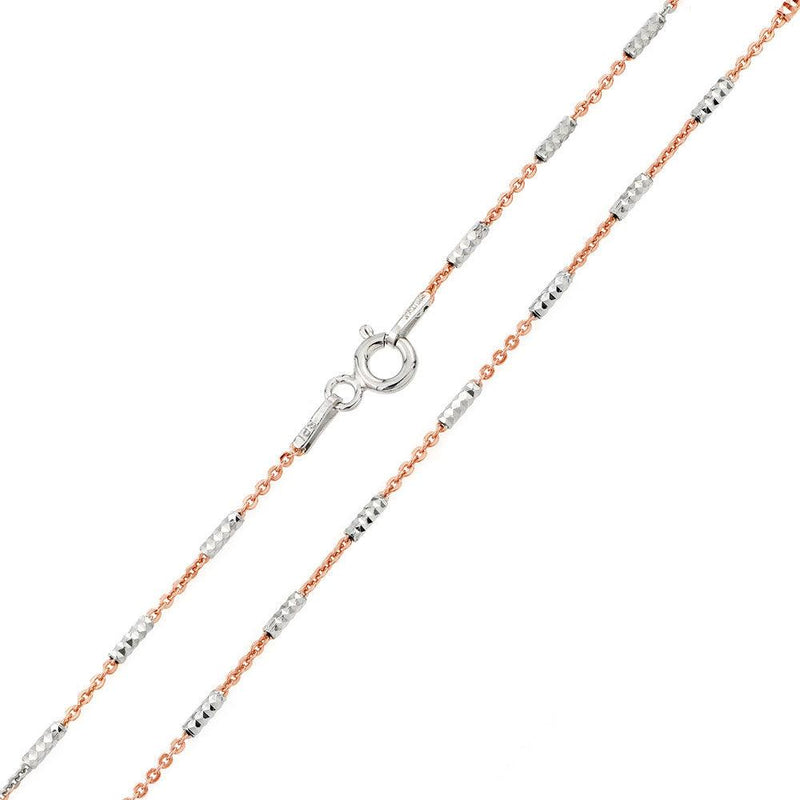 Silver 925 Rose Gold Plated Tube Brite P-W DC Chain 1.3mm - CH172 RGP | Silver Palace Inc.