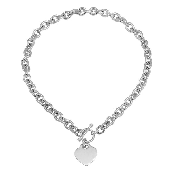 Silver 925 High Polished Toggle Heart Link Necklace - THN00001 | Silver Palace Inc.