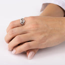 Rhodium Plated 925 Sterling Silver Heart 15 Ring with CZ - TMR00002