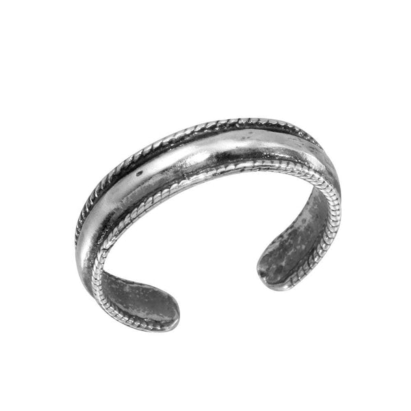 Silver 925 Rope Border Design Adjustable Toe Ring - TR112-A | Silver Palace Inc.