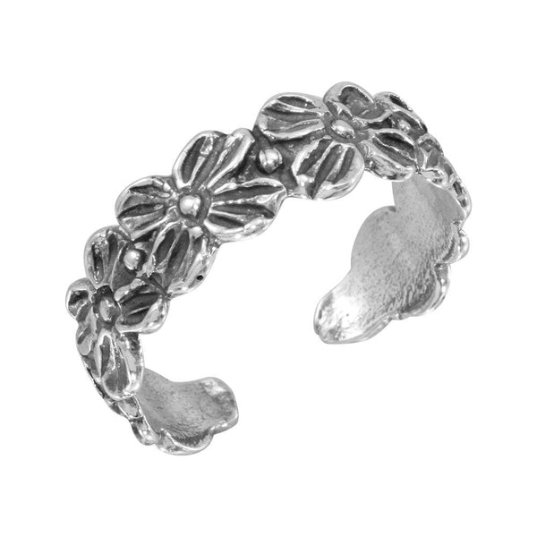Silver 925 Flower Link Adjustable Toe Ring - TR127-A | Silver Palace Inc.