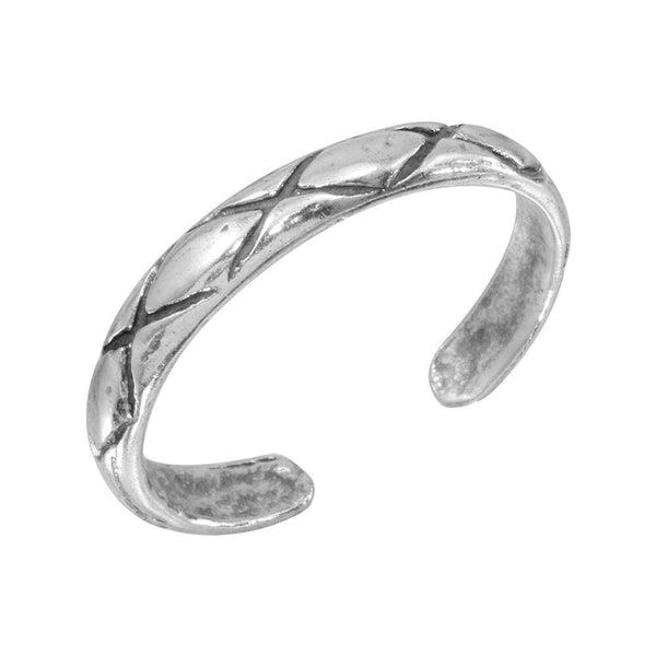 Silver 925 Net Pattern Adjustable Toe Ring - TR141-A | Silver Palace Inc.