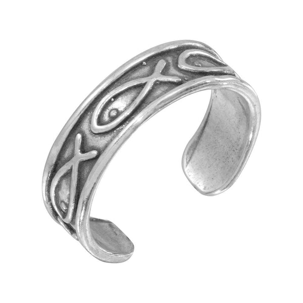 Silver 925 Religious Fish Symbol Adjustable Toe Ring - TR150-A | Silver Palace Inc.