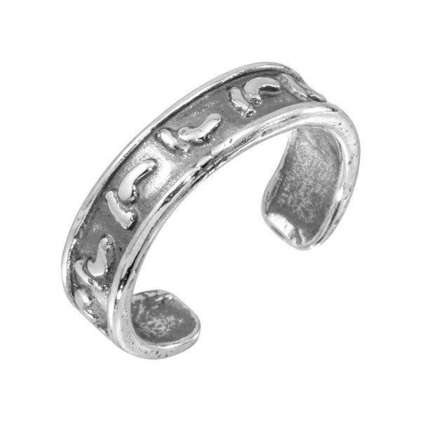 Silver 925 Oxidized Footprint Adjustable Toe Ring - TR152-A | Silver Palace Inc.