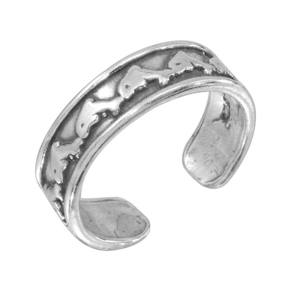 Silver 925 Dolphin Link Adjustable Toe Ring - TR154-A | Silver