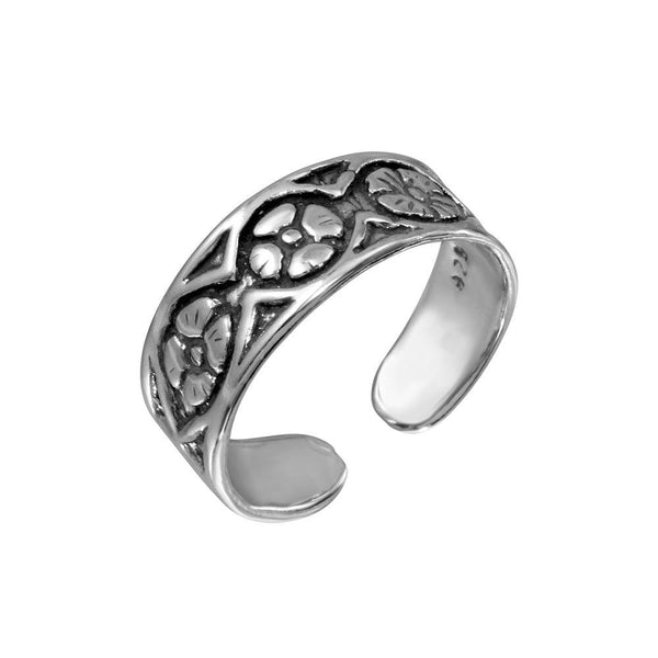 Silver 925 Flower Link Toe Ring - TR163-A | Silver Palace Inc.