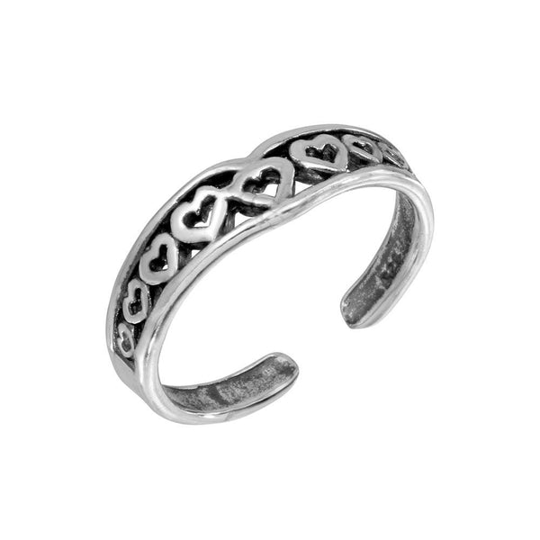 Silver 925 Multi Heart Adjustable Toe Ring - TR221-A | Silver Palace Inc.