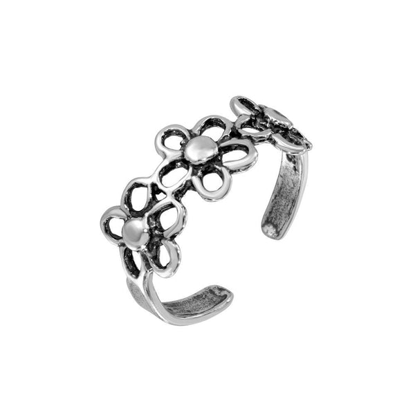 Silver 925 Multi Open Flower Adjustable Toe Ring - TR224-A | Silver Palace Inc.